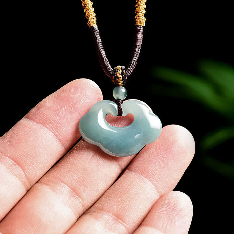 Buddha Stones Naszyjnik z zawieszką szczęścia w kształcie chmury Jade Ruyi w kształcie chińskiego zamka - image 7