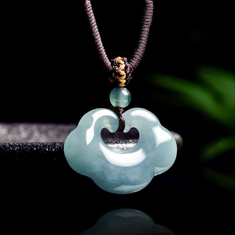 Buddha Stones Naszyjnik z zawieszką szczęścia w kształcie chmury Jade Ruyi w kształcie chińskiego zamka - image 1