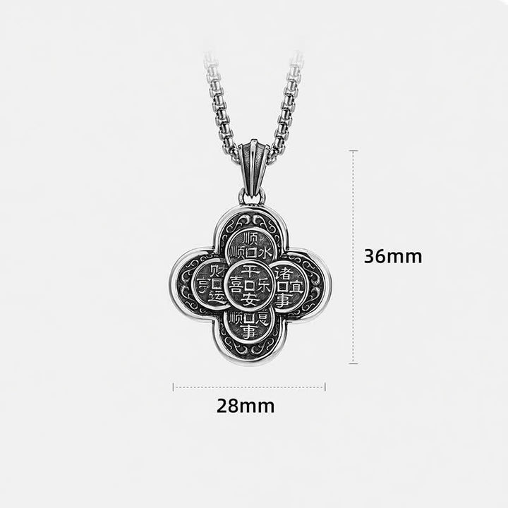 Buddha Stones Naszyjnik z pięcioma monetami cesarskimi w stylu vintage z koniczyną, amulet bogactwa - image 10