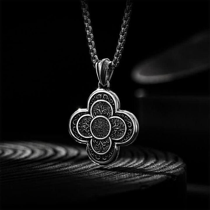 Buddha Stones Naszyjnik z pięcioma monetami cesarskimi w stylu vintage z koniczyną, amulet bogactwa - image 1
