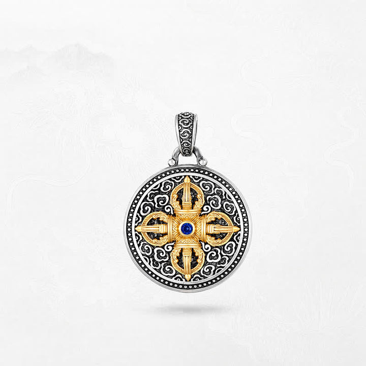 Buddha Stones Tybetański miedziany naszyjnik z krzyżem Vajra Om Mani Padme Hum, ugruntowujący mądrość - image 10