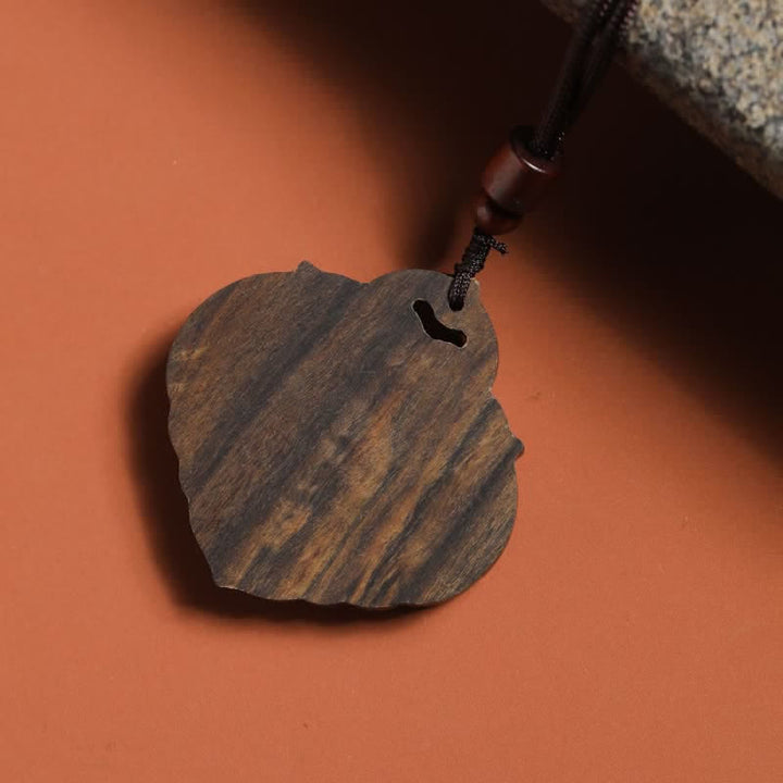 Buddha Stones Naszyjnik z kłódką szczęścia i dobrych życzeń z rzeźbionego zielonego agatu z drewna sappanwood - image 4