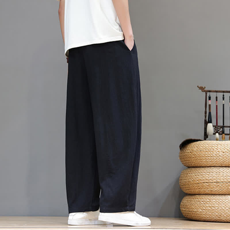 Buddha Stones Spodnie męskie wiosenne, letnie, casualowe, minimalistyczne, ściągane sznurkiem, proste, z kieszenią i zapięciem na rzep - image 13