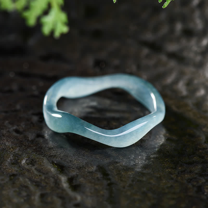 Buddha Stones Nieregularny pierścień z jadeitu szczęścia - Pierścień z jadeitu - US12(22 mm) - image 0