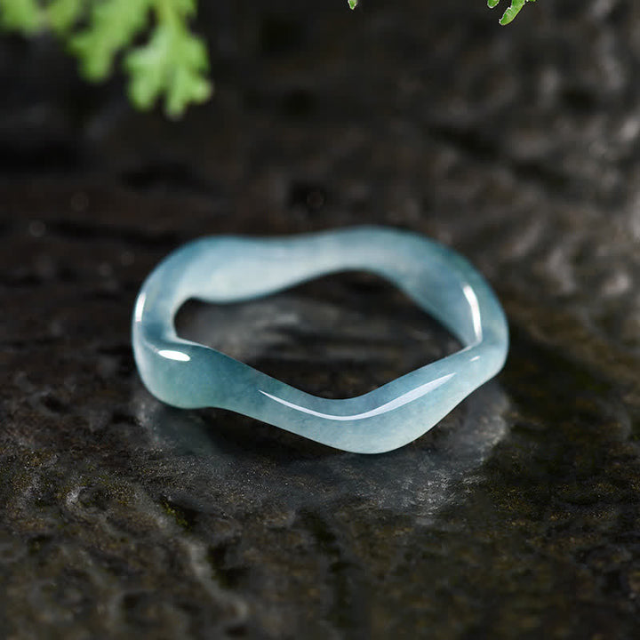 Buddha Stones Nieregularny pierścień z jadeitu szczęścia - Pierścień z jadeitu - US12(22 mm) - image 0