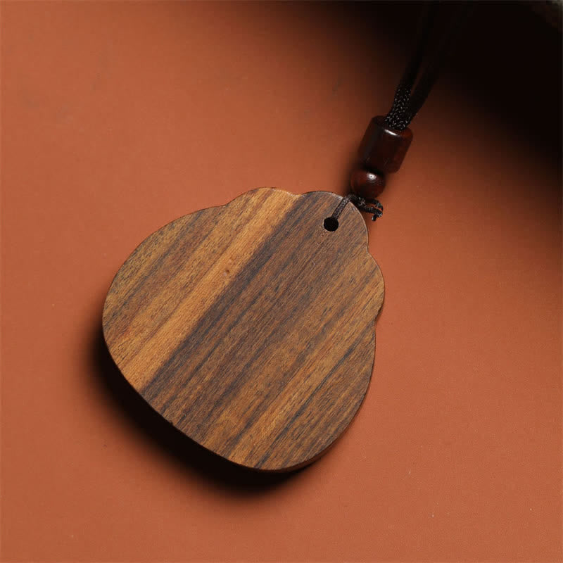 Buddha Stones Naszyjnik z plecionej liny z intarsją z drewna sappanwood i lotosu - image 3