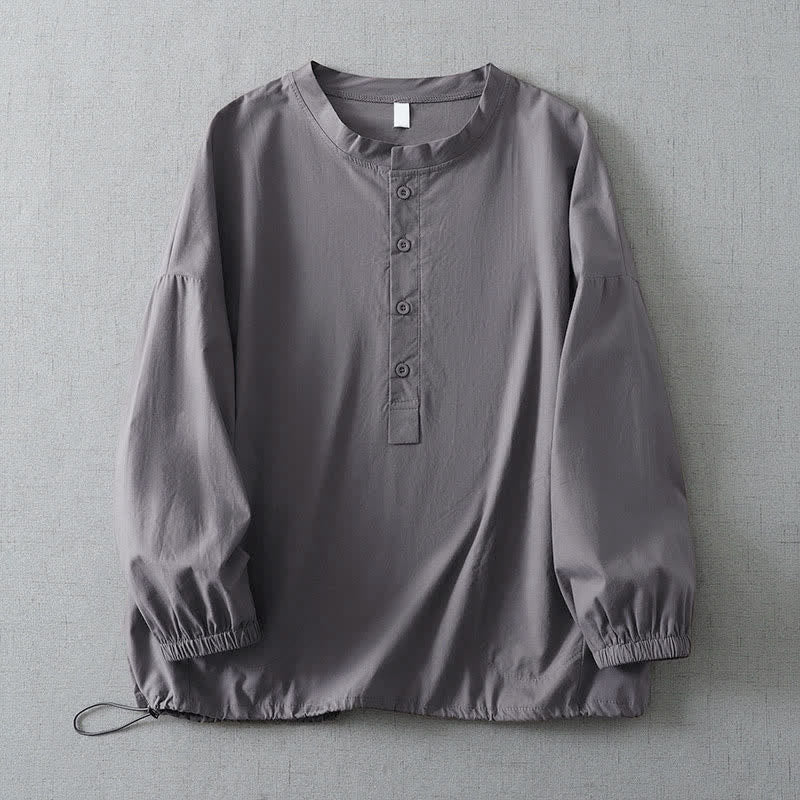 Buddha Stones Jesienne proste koszule damskie z długim rękawem i kieszeniami, zapinane na guziki - Szary - US14, UK/AU18, EU46 (2XL) - image 0