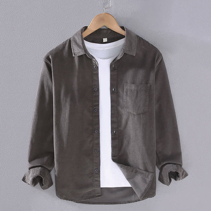 Buddha Stones Koszule męskie z długim rękawem i kieszeniami, jesień/zima, bawełna, casual, solidne, z kieszeniami - DimGray - US/UK/AU44, EU54 (4XL) - image 4