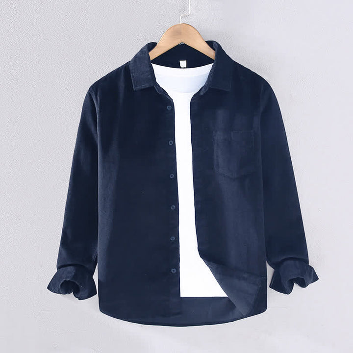 Buddha Stones Koszule męskie z długim rękawem i kieszeniami, jesień/zima, bawełna, casual, solidne, z kieszeniami - MidnightBlue - US/UK/AU44, EU54 (4XL) - image 1