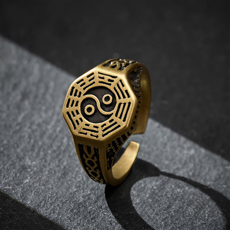 Buddha Stones Miedziany otwarty pierścień Yin Yang Bagua Balance - Bagua (Równowaga ♥ Harmonia) - image 0