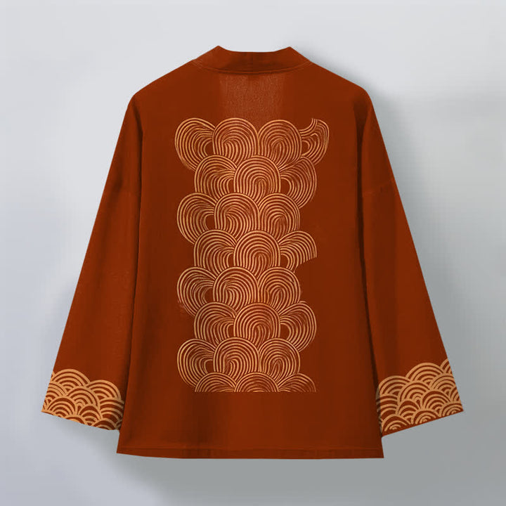 Buddha Stones Męskie kimono z bawełny z odkrytym przodem i wzorem w kształcie półksiężyca - image 2