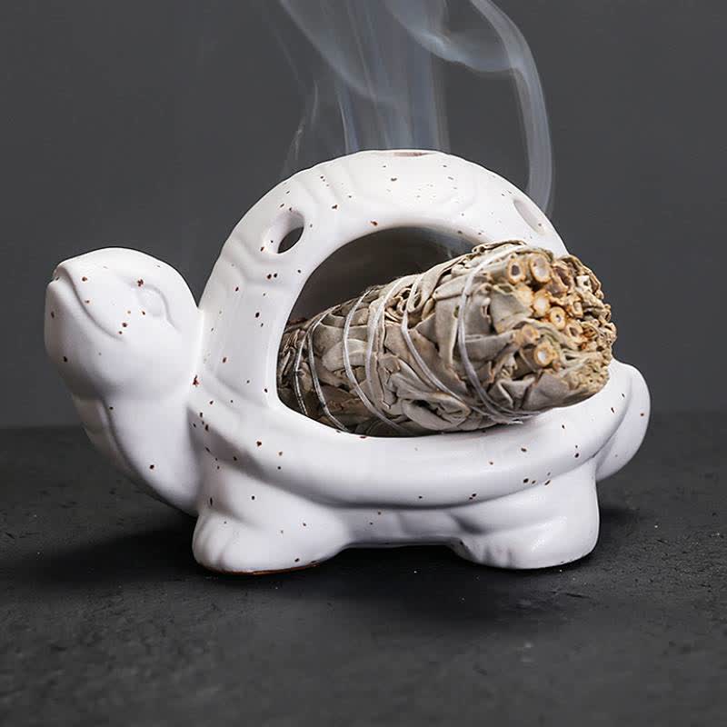 Buddha Stones Ceramic Turtle Endurance Kadzielnica - Biały - image 4