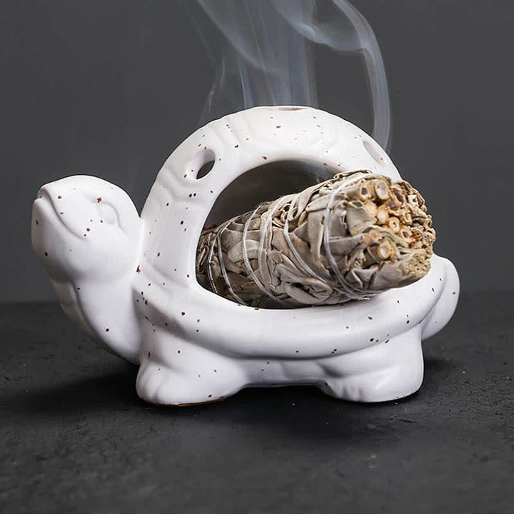 Buddha Stones Ceramic Turtle Endurance Kadzielnica - Biały - image 4