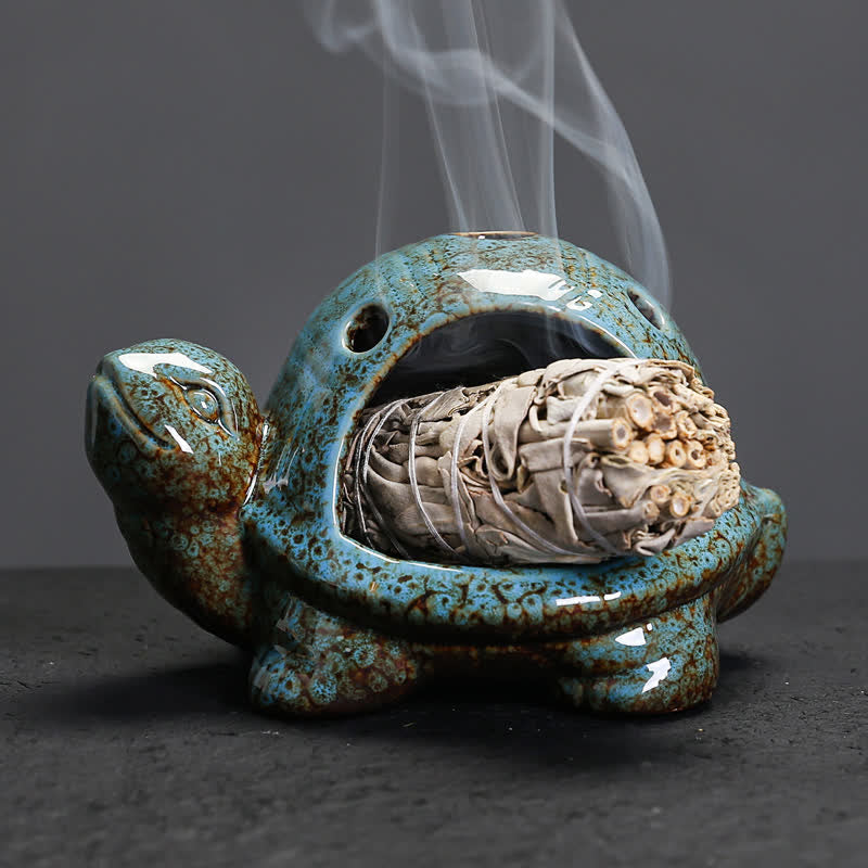 Buddha Stones Ceramic Turtle Endurance Kadzielnica - Niebieski - image 0