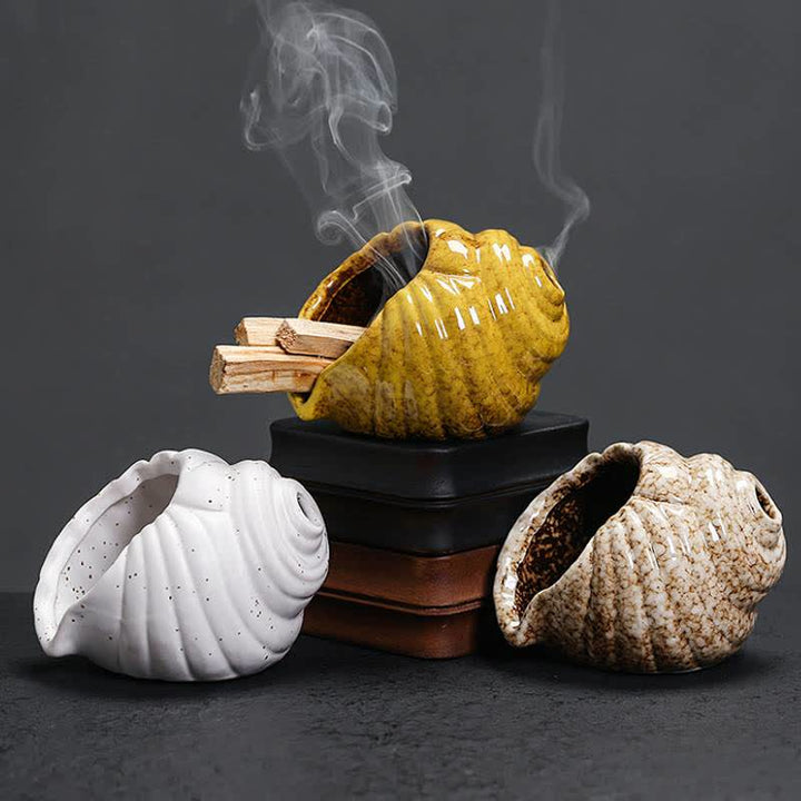 Buddha Stones Ceramiczne kadzielnice oczyszczające Shankha w kształcie muszli konchowej - image 18