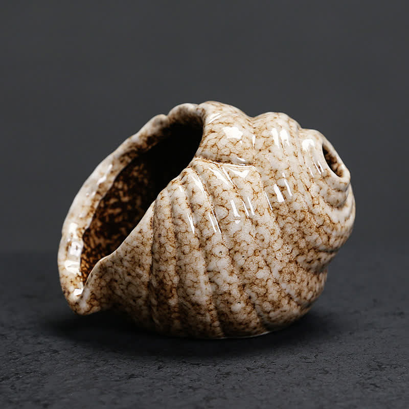 Buddha Stones Ceramiczne kadzielnice oczyszczające Shankha w kształcie muszli konchowej - Beżowy - image 11