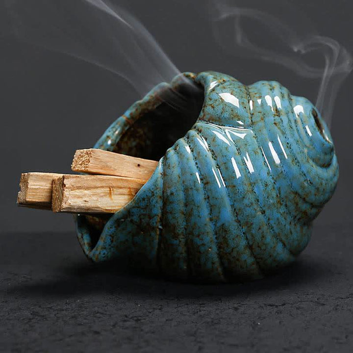Buddha Stones Ceramiczne kadzielnice oczyszczające Shankha w kształcie muszli konchowej - image 4
