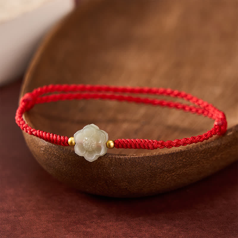 Bransoletka z koralików z naturalnego jadeitu hetian i kwiatów brzoskwini w kształcie Buddha Stones - Kwiat brzoskwini (obwód nadgarstka: 16-18 cm) - image 0