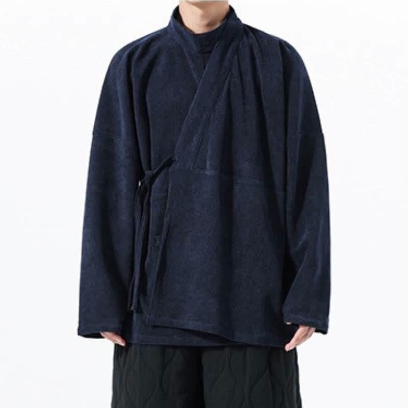 Buddha Stones Jesienno-zimowe, swobodne, męskie kimono w stylu Tang, z kołnierzykiem stójkowym i kieszenią - image 21