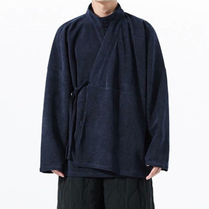Buddha Stones Jesienno-zimowe, swobodne, męskie kimono w stylu Tang, z kołnierzykiem stójkowym i kieszenią - image 21