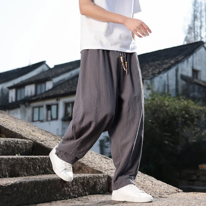Buddha Stones Spodnie męskie w stylu retro casual, proste, długie, z kieszeniami, wiosna/jesień - image 3