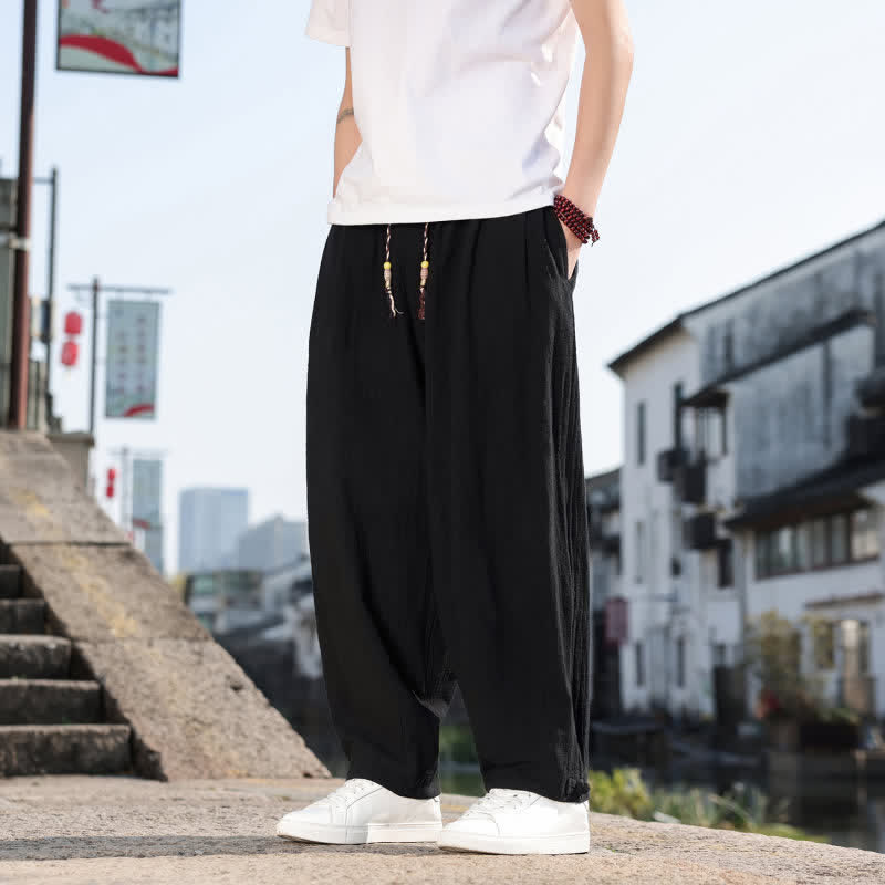 Buddha Stones Spodnie męskie w stylu retro casual, proste, długie, z kieszeniami, wiosna/jesień - image 13