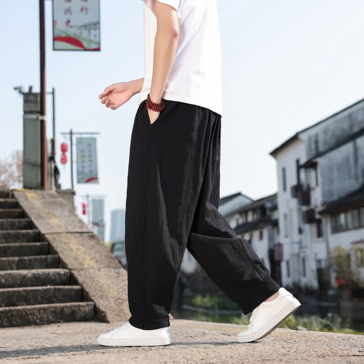 Buddha Stones Spodnie męskie w stylu retro casual, proste, długie, z kieszeniami, wiosna/jesień - image 17