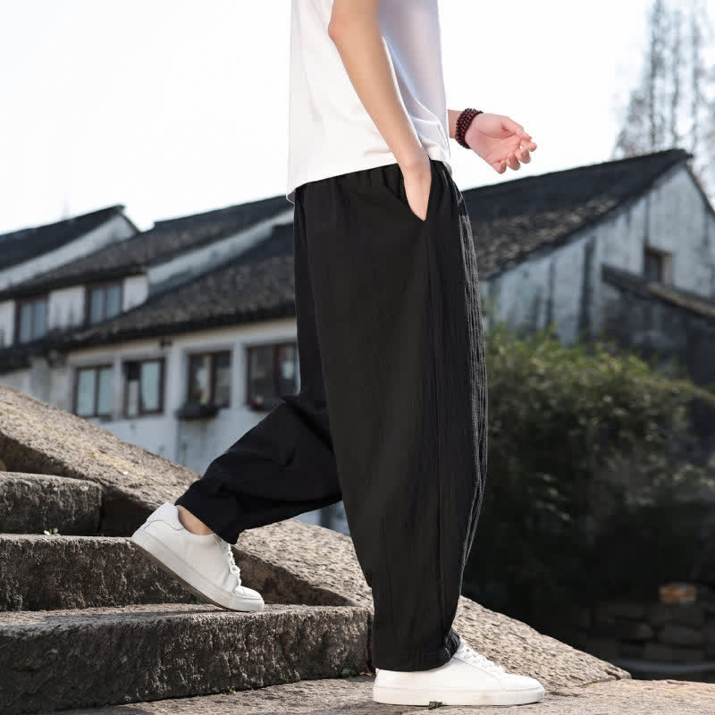 Buddha Stones Spodnie męskie w stylu retro casual, proste, długie, z kieszeniami, wiosna/jesień - image 14
