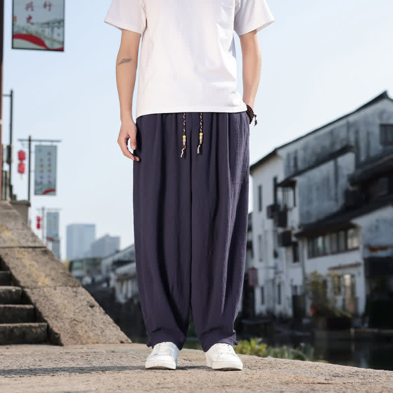 Buddha Stones Spodnie męskie w stylu retro casual, proste, długie, z kieszeniami, wiosna/jesień - Marynarka wojenna - US/UK/AU46， EU56 (5XL) - image 19