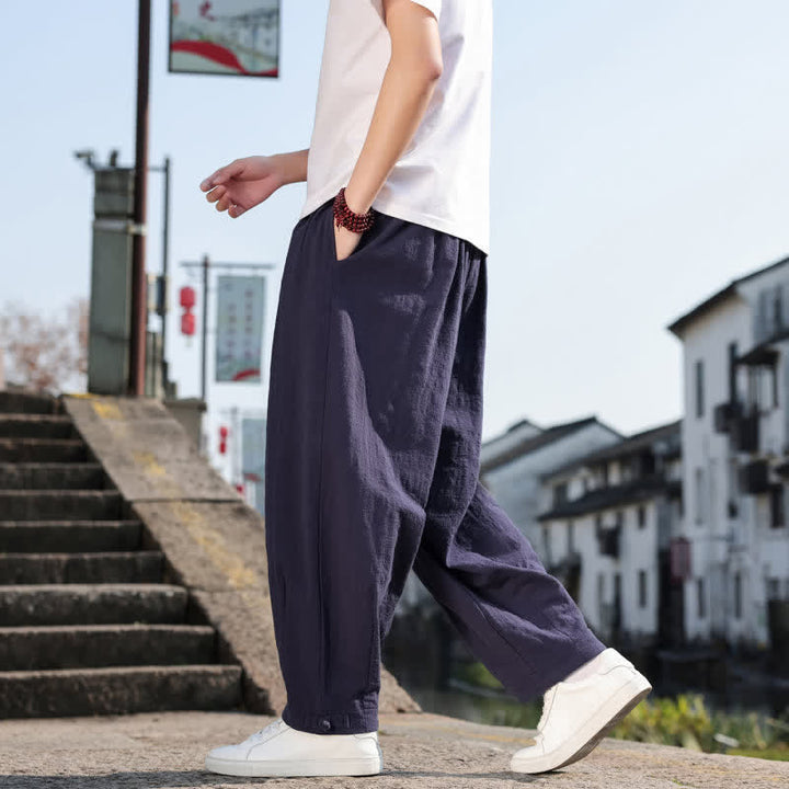 Buddha Stones Spodnie męskie w stylu retro casual, proste, długie, z kieszeniami, wiosna/jesień - image 25