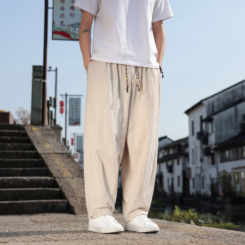 Buddha Stones Spodnie męskie w stylu retro casual, proste, długie, z kieszeniami, wiosna/jesień - image 31
