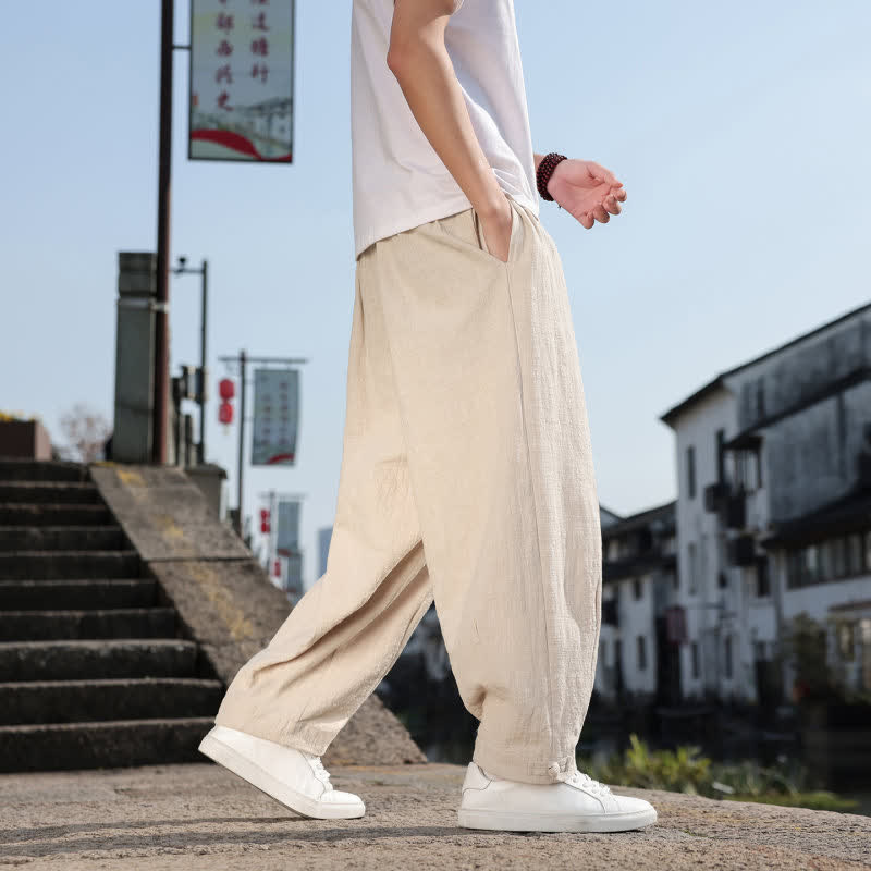 Buddha Stones Spodnie męskie w stylu retro casual, proste, długie, z kieszeniami, wiosna/jesień - image 30