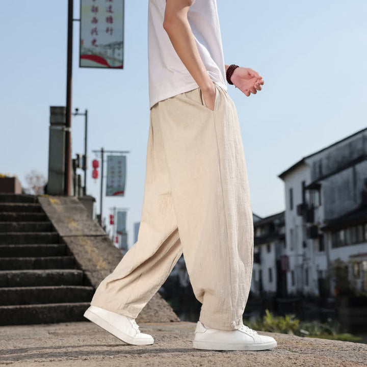 Buddha Stones Spodnie męskie w stylu retro casual, proste, długie, z kieszeniami, wiosna/jesień - image 30