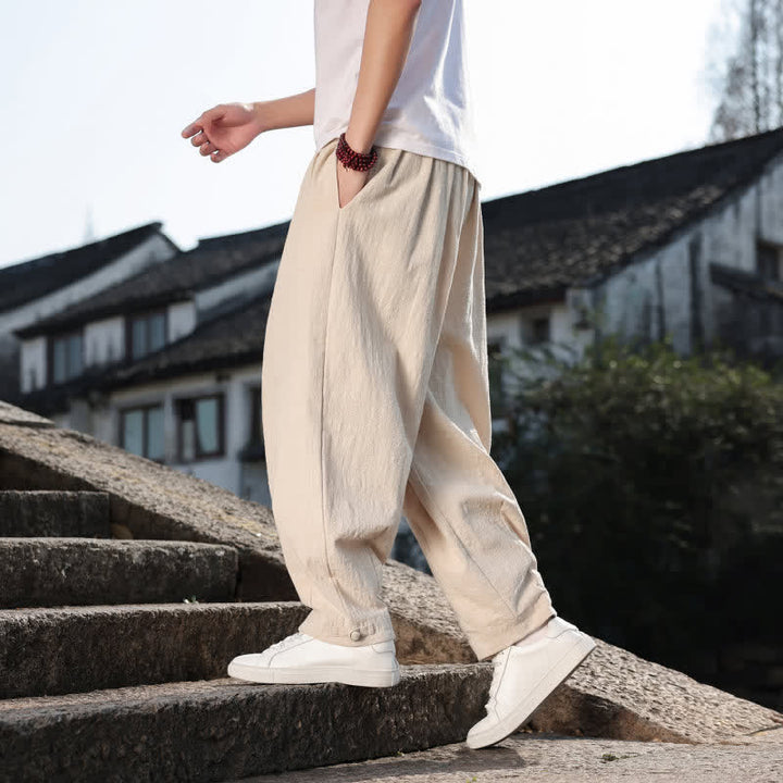 Buddha Stones Spodnie męskie w stylu retro casual, proste, długie, z kieszeniami, wiosna/jesień - image 32