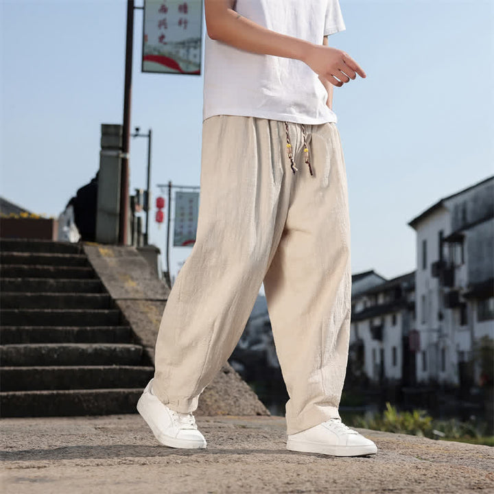 Buddha Stones Spodnie męskie w stylu retro casual, proste, długie, z kieszeniami, wiosna/jesień - image 28