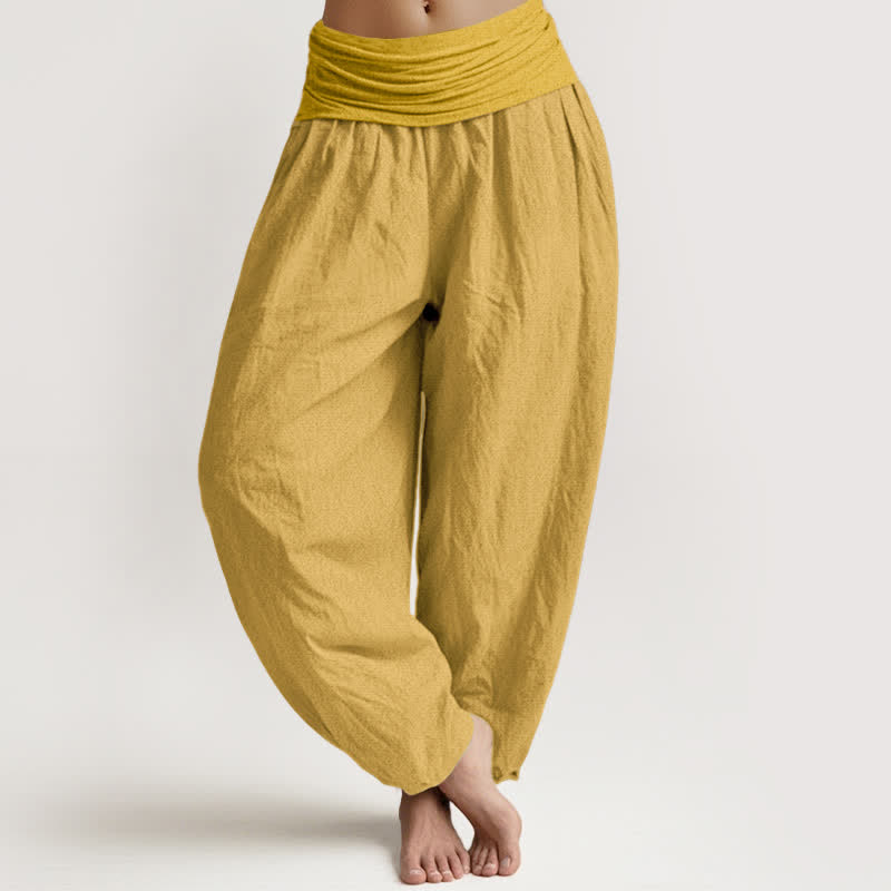 Damskie spodnie haremowe z elastycznej bawełny z motywem Buddha Stones - Nawłoć - US16, UK/AU20, EU48 (3XL) - image 0