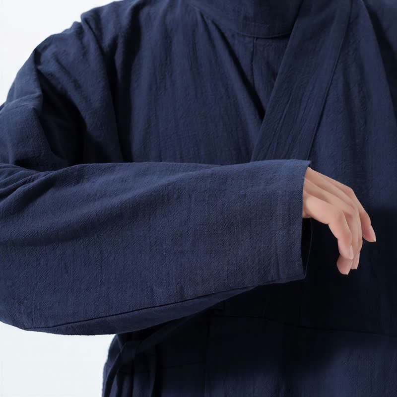 Buddha Stones Kimono męskie na jesień i zimę, w swobodnym stylu Tang, z kołnierzykiem stójkowym, z grubej bawełny, z długim rękawem - image 5