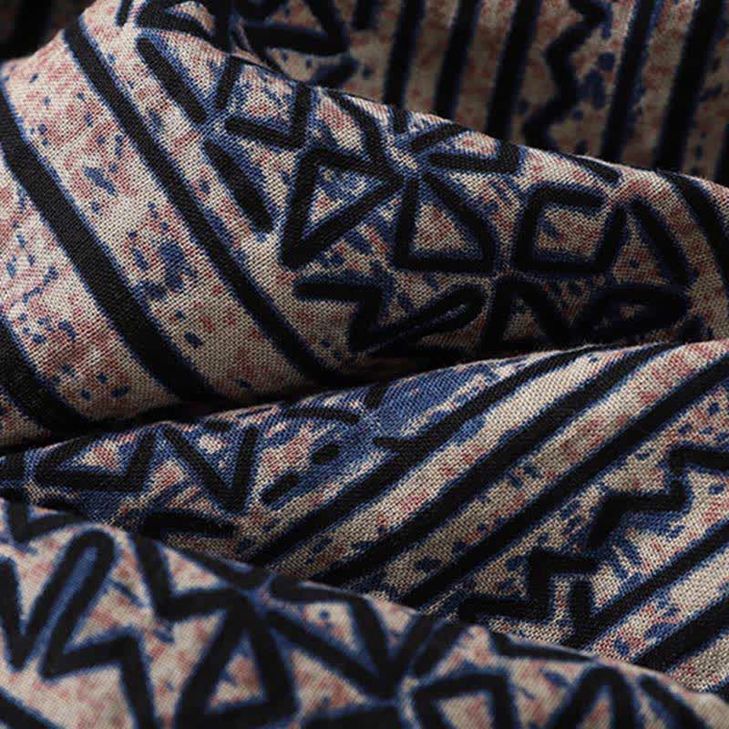 Buddha Stones Koszule damskie z długim rękawem w stylu vintage w stylu boho, zapinane na guziki i w geometryczne wzory - image 9