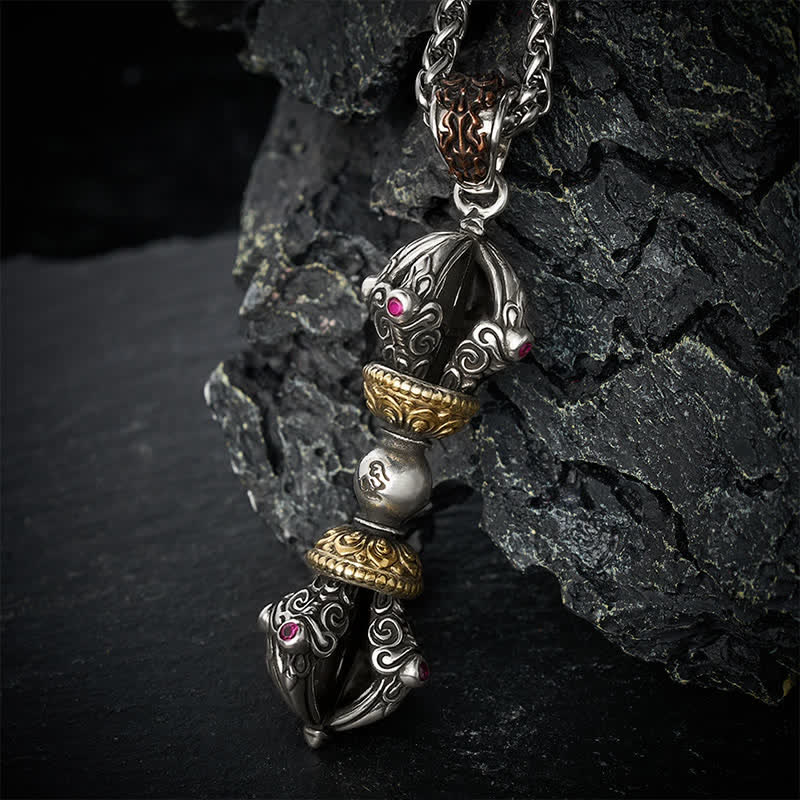 Buddha Stones Tybetański miedziany naszyjnik z wisiorem Vajra dla uziemienia i mocy duchowej - image 3