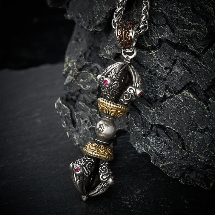 Buddha Stones Tybetański miedziany naszyjnik z wisiorem Vajra dla uziemienia i mocy duchowej - image 3
