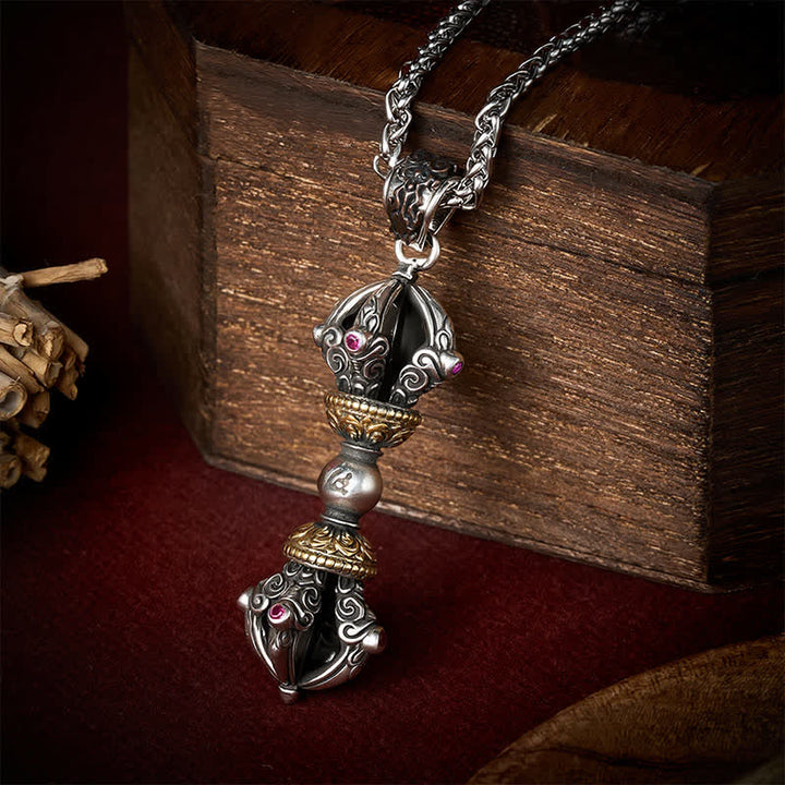 Buddha Stones Tybetański miedziany naszyjnik z wisiorem Vajra dla uziemienia i mocy duchowej - Projekt Vajra - image 0