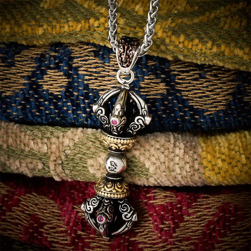 Buddha Stones Tybetański miedziany naszyjnik z wisiorem Vajra dla uziemienia i mocy duchowej - image 1