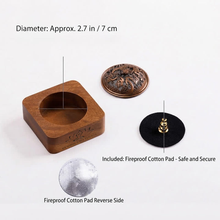 Buddha Stones Kadzielnice kwadratowe Peach Wood Dragon Phoenix Protection - image 1