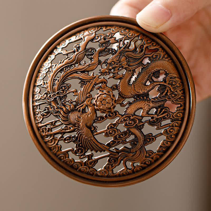 Buddha Stones Kadzielnice kwadratowe Peach Wood Dragon Phoenix Protection - image 12
