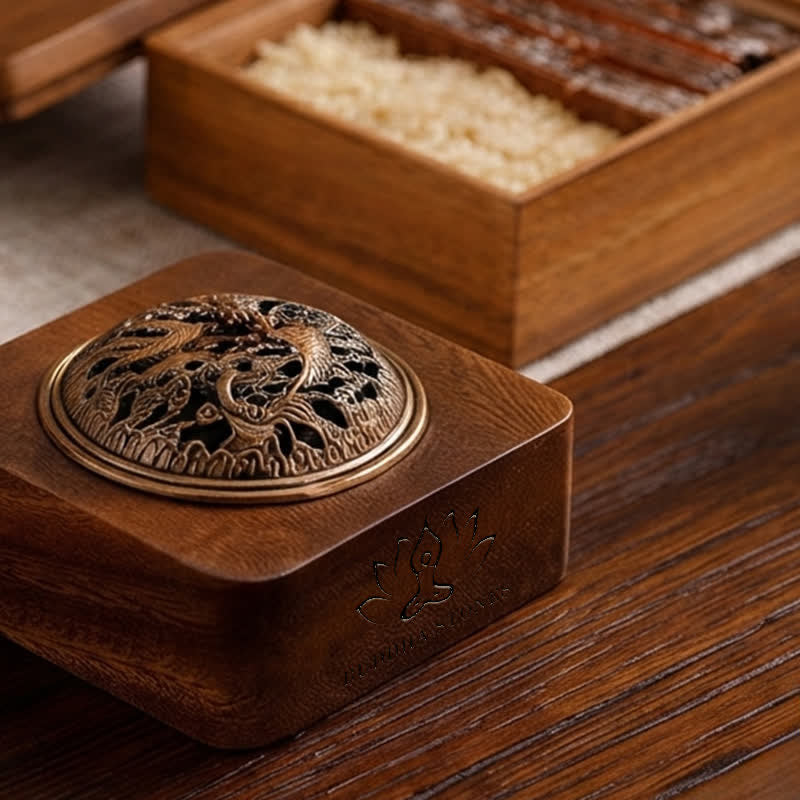 Buddha Stones Kadzielnice kwadratowe Peach Wood Dragon Phoenix Protection - image 8