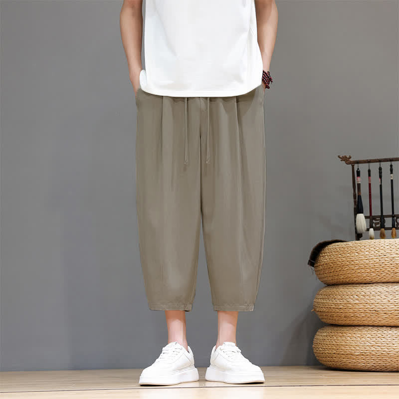 Buddha Stones Spodnie capri męskie, wiosenne, letnie, casualowe, ze ściągaczem i kieszeniami - Dębnik - US/UK/AU46, EU56 (5XL) - image 18