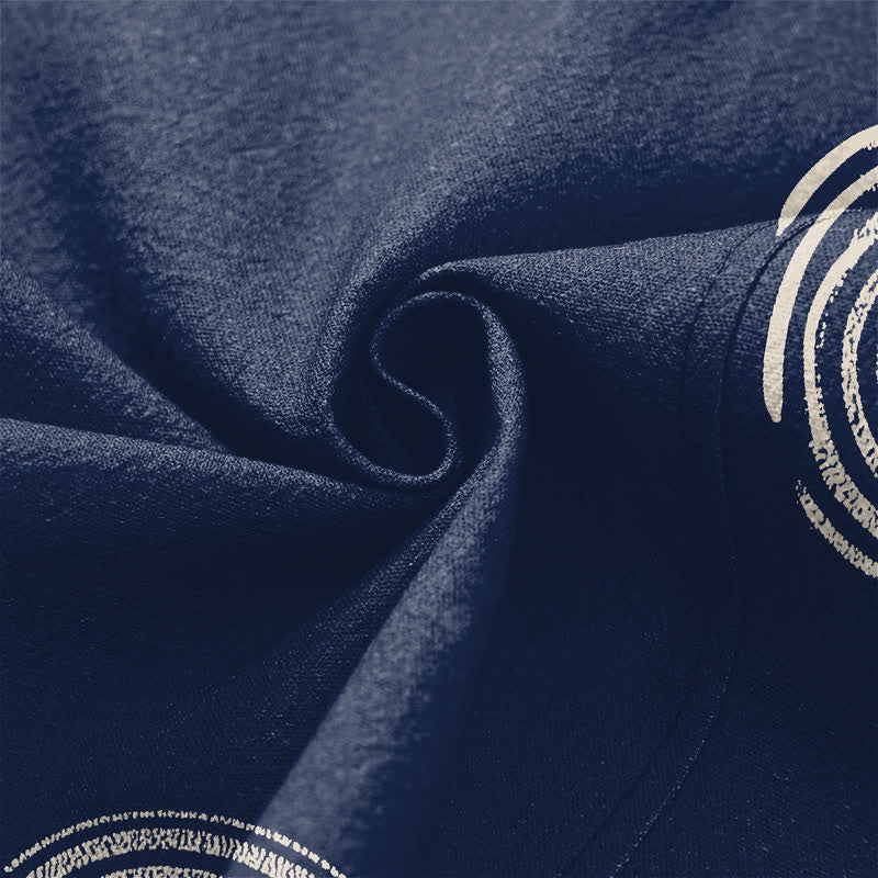 Buddha Stones Bawełniane kimono męskie z koncentrycznym spiralnym wzorem otwartym z przodu - image 5