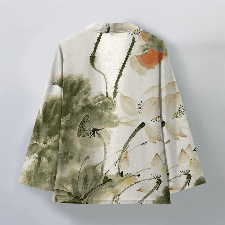 Buddha Stones Męskie kimono z odkrytym przodem i nadrukiem w kwiaty z motywem lotosu - image 11