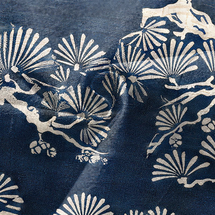 Buddha Stones Męskie kimono z bawełny z wzorem wachlarza sosnowego z otwartym przodem - image 5