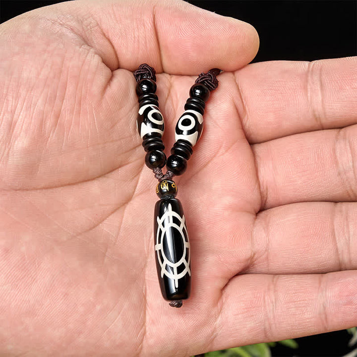 Buddha Stones Naszyjnik z tybetańskim czarnym onyksem z motywem skorupy żółwia, ochrona i błogosławieństwo - image 3